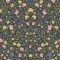 Court Embroidery - Yellow, Rose & Hyacinth Blue on Charcoal
