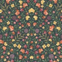 Court Embroidery - Marigold, Tangerine & Red on Charcoal