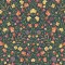 Court Embroidery - Marigold, Tangerine & Red on Charcoal