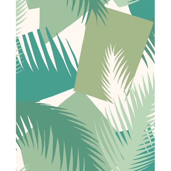 Deco Palm - Leaf Greens on Cream