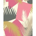 Deco Palm - Fuchsia, Magenta, Gold & Charcoal on Cream