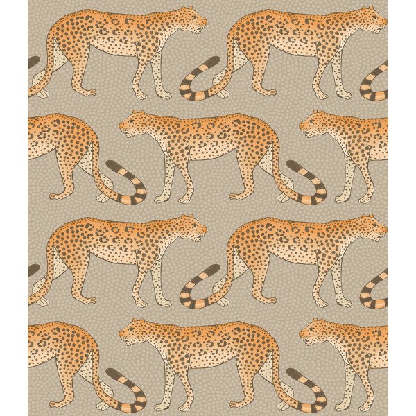 Leopard Walk - Orange on Linen