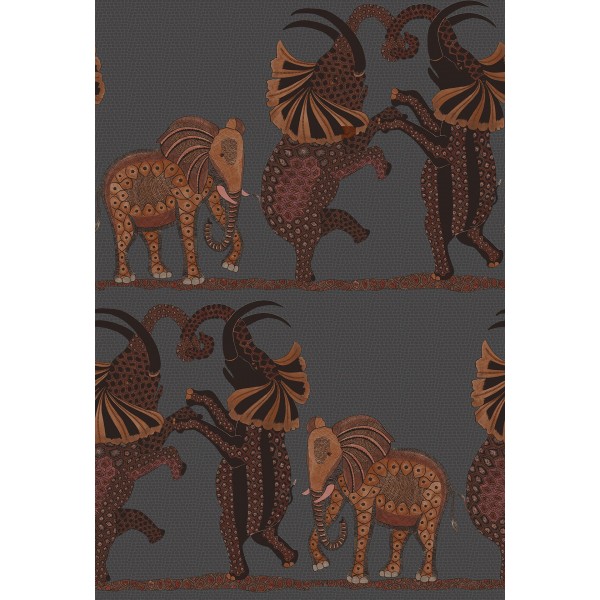 Safari Dance - Ginger & Red on Charcoal