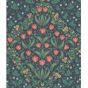 Tudor Garden - Rouge & Forest Green on Charcoal