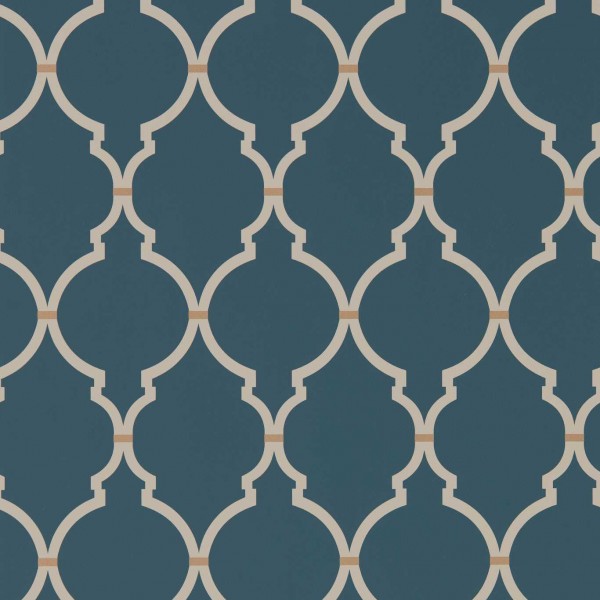 Empire Trellis - Indigo/Linen