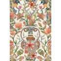 Protea Garden Silk - Olive Green & Tangerine on White