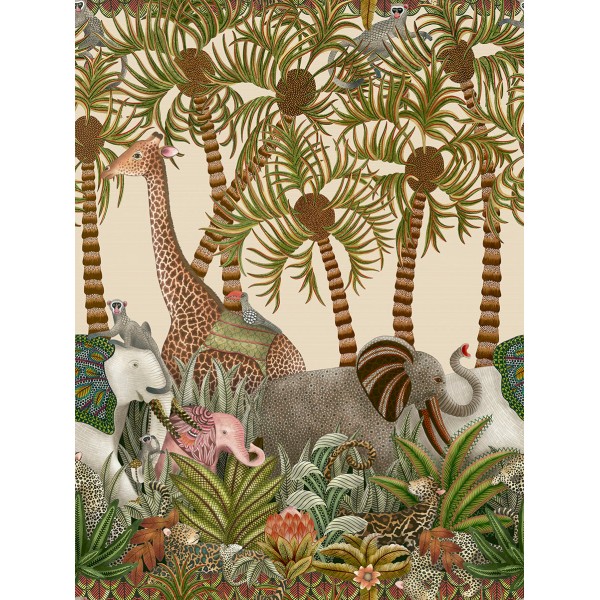 Letaba March Grasscloth - Spring Green & Ginger on Cream