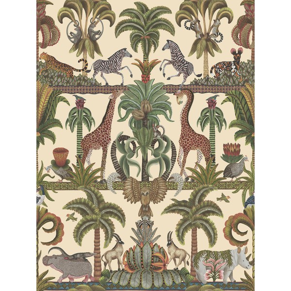 Afrika Kingdom - Olive Green & Spring Green on Cream