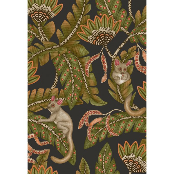 Bush Baby - Spring Green & Orange on Black
