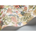 Protea Garden Silk - Olive Green & Tangerine on White