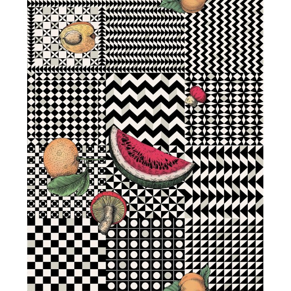 Frutta e Geometrico - Black, White & Multi