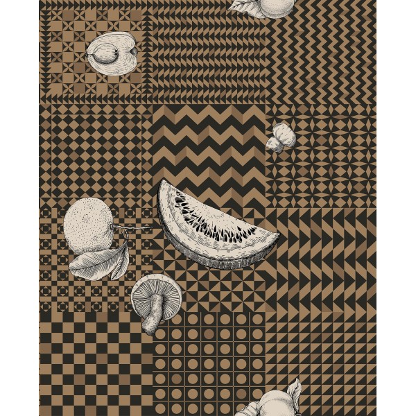 Frutta e Geometrico -Black, White & Gold