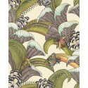 Hoopoe Leaves - Olive, Chartreuse & Fuchsia on Cream