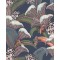 Hoopoe Leaves - Denim, Forest Green & Magenta on Midnight
