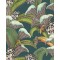Hoopoe Leaves - Forest Green, Lime & Fuchsia on Dark Viridian