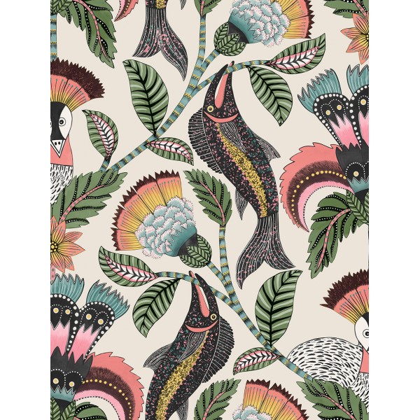Nene - Coral, Sage & Teal on Parchment